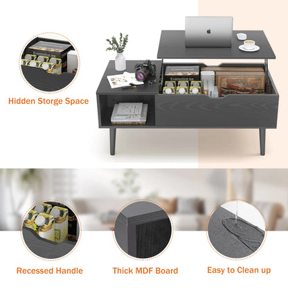 JHK Lift Top Coffee Table With Adjustable Storage Shelf