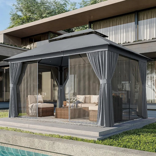 Sichuan Outdoor Gazebo Canopy Tent With Double Roof Mosquito Netting