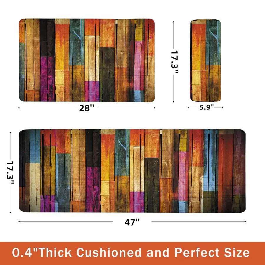Mats for Floor Colorful kitchen rugs Cool Wooden Abstract Anti Fatigue Kitchen Mats Waterproof Floor Mats Cushioned NonSkid Stan
