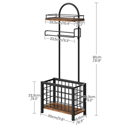 Freestanding 3-Tier Bathroom Toilet Paper Holder with Shelf and Basket