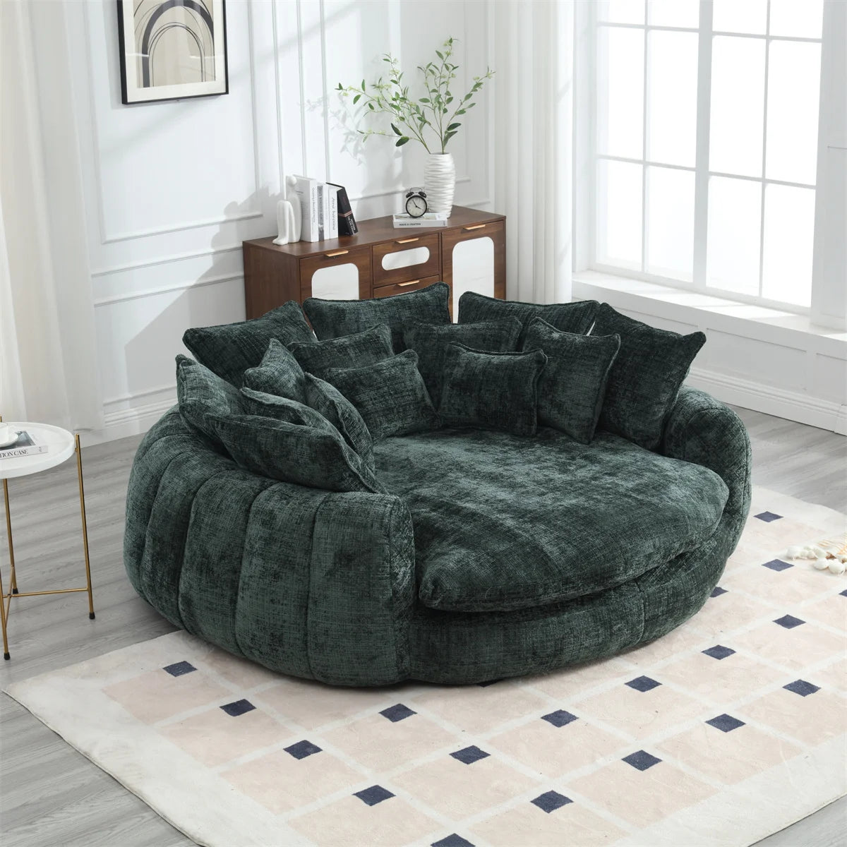 81.1" Cloud Couch Sleeper Sofa, Oversized Round Chaise Lounge Chair with 14 Pillows, Modern Chenille Boneless Couch, Memory Foam