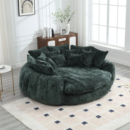 81.1" Cloud Couch Sleeper Sofa, Oversized Round Chaise Lounge Chair with 14 Pillows, Modern Chenille Boneless Couch, Memory Foam