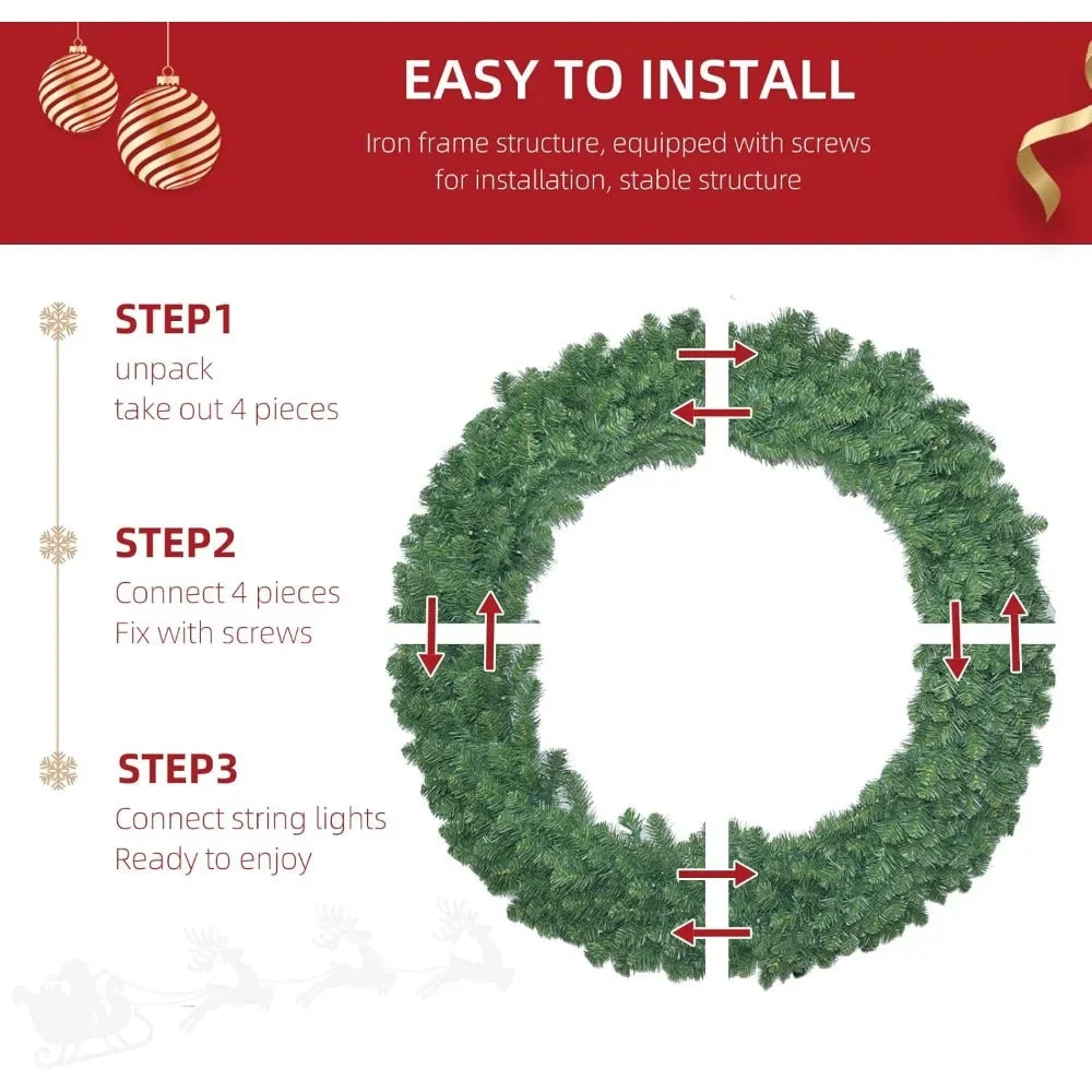 XMSJ Premium Extravagant Illuminated Christmas Wreath For Celebrations With LEDs