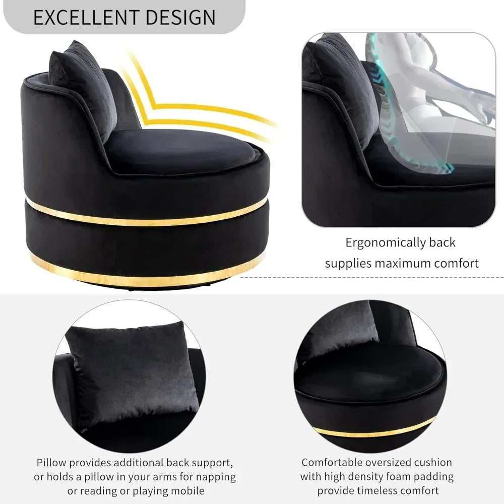 BestsellerMerax 360 Swivel Velvet Barrel Chair with Cushion, Modern Comfortable Round Sofa for Reading