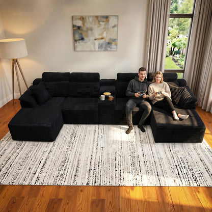 YQzyphyna Modular Cloud U-Shaped Sectional Sofa With Cup Holders