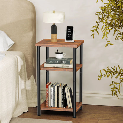 MCQ 3 Tier End Table Set of 2 Living Room Coffee Tables Storage Shelf Nightstand with Adjustable Feet For Tea Dining Tables