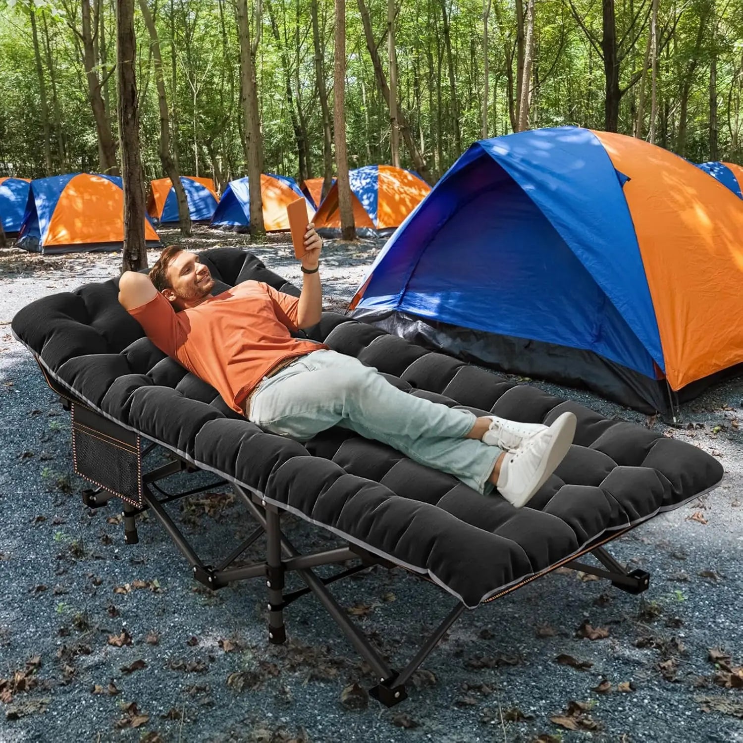 2PK XXL Camping Cot for Adults 900LBS - 78"×32" Oversized Folding Bed with Mattress Pad, Heavy Duty 1200D Oxford, Customized