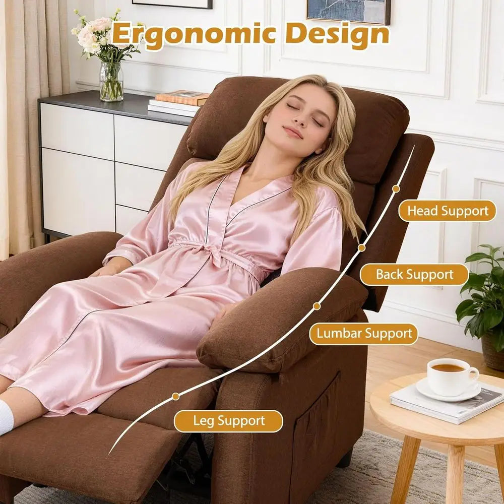 Padded Deep Seat Recliner Chair for Reading and Small Spaces