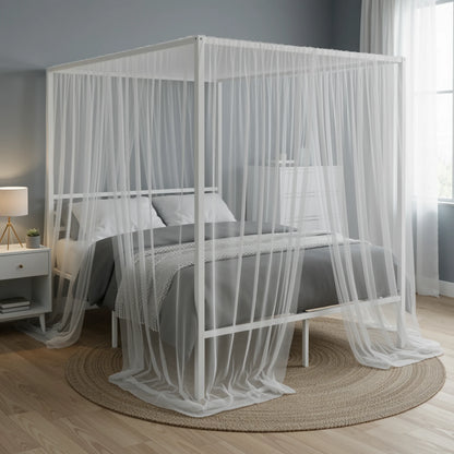 HOOMIC Full/Queen 4-Poster Canopy Bed Frame Modern Protective Full Surround Structure, Strong Support, No Box Spring Needed