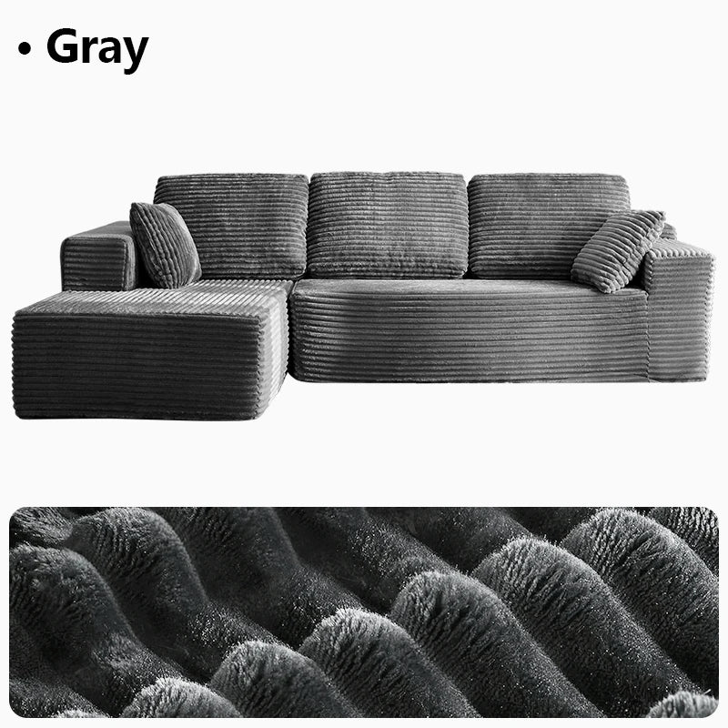 95.7"Oversized L Shaped Couch With Chaise, Minimalist Compressed Boneless Couch No Assembly Required, Modular Cloud Sectional Sofa Fo