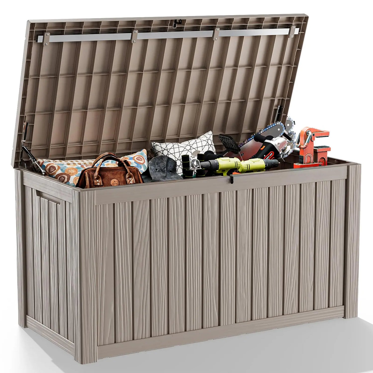 PatioZen 320 Gallon Large Resin Deck Box, Lockable Outdoor Storage Box for Patio Cushions Storage Furniture,Garden Tools