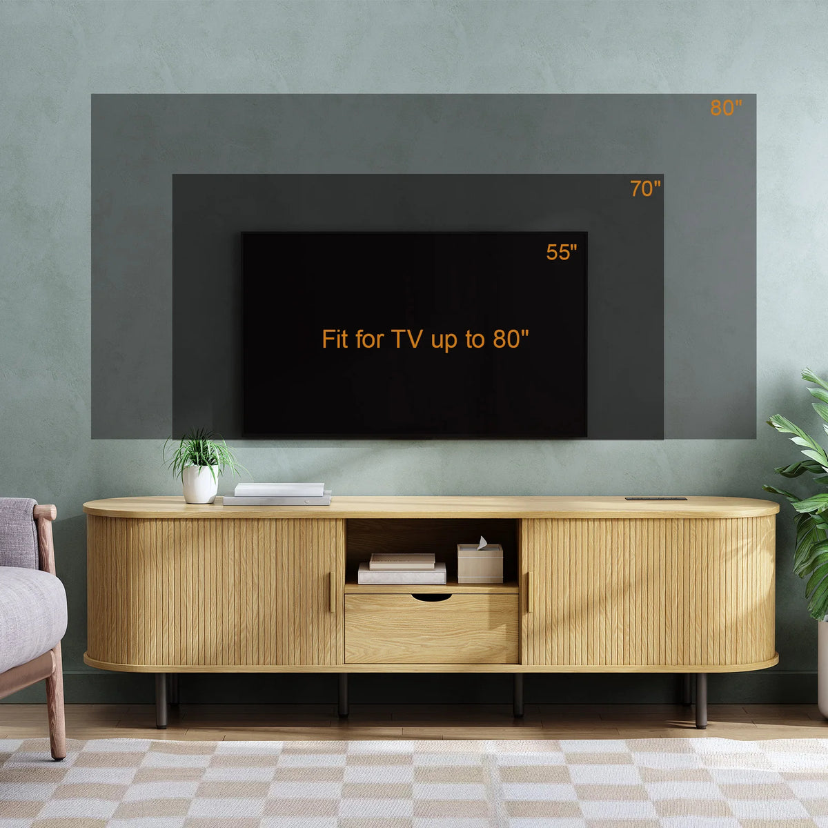ONBRILL Modern TV Stand Entertainment Center With Storage And Drawer