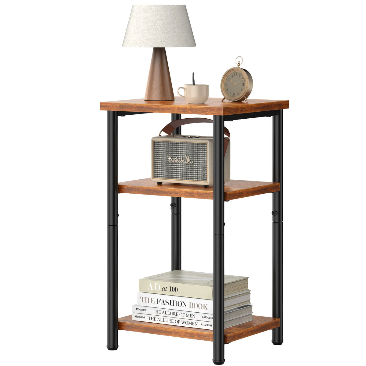 MCQ Three Tier Wood Coffee Table With Storage Shelf