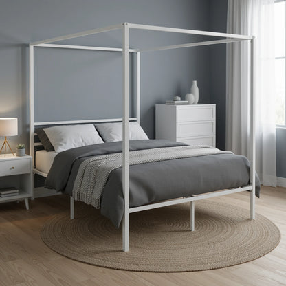 HOOMIC Full/Queen 4-Poster Canopy Bed Frame Modern Protective Full Surround Structure, Strong Support, No Box Spring Needed