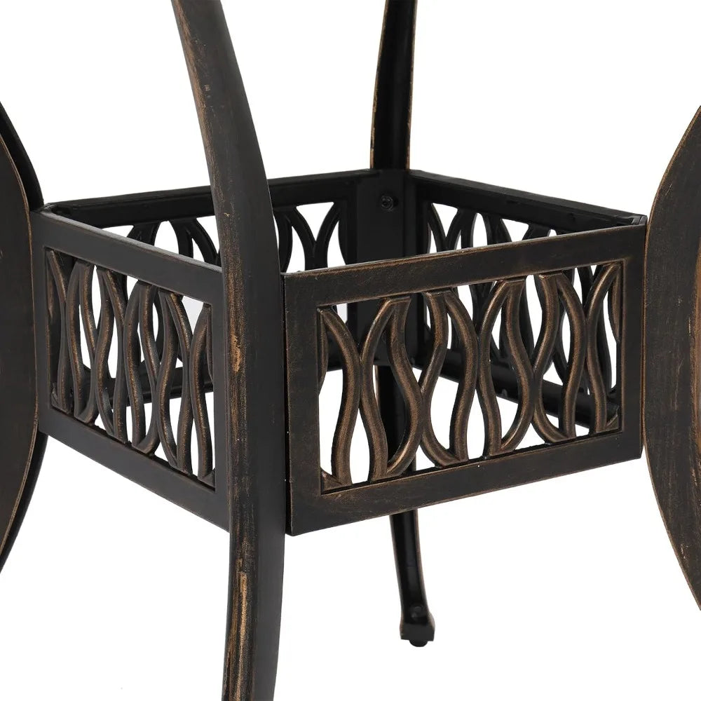 5 Pieces Outdoor Patio Dining Set, Cast Aluminium Patio Furniture Set with 4 Chairs and 1 Umbrella Table for Yard, Garden, Porc