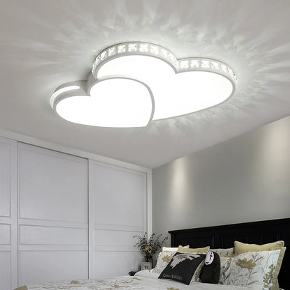 Modern Heart Shaped Ceiling Lights Crystal LED Flush Mount Lamp Cartoon Children&
