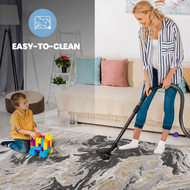 Stylish 6x9 Grey Abstract Area Rug for Living Room, Bedroom, Dining, Home Office - Non-Shedding & Stain Resistant