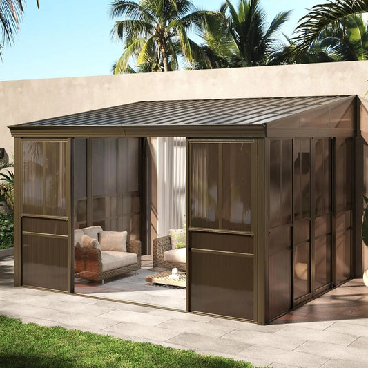 XMSJ Wall Mounted Sunroom With Aluminum Frame And Removable Doors
