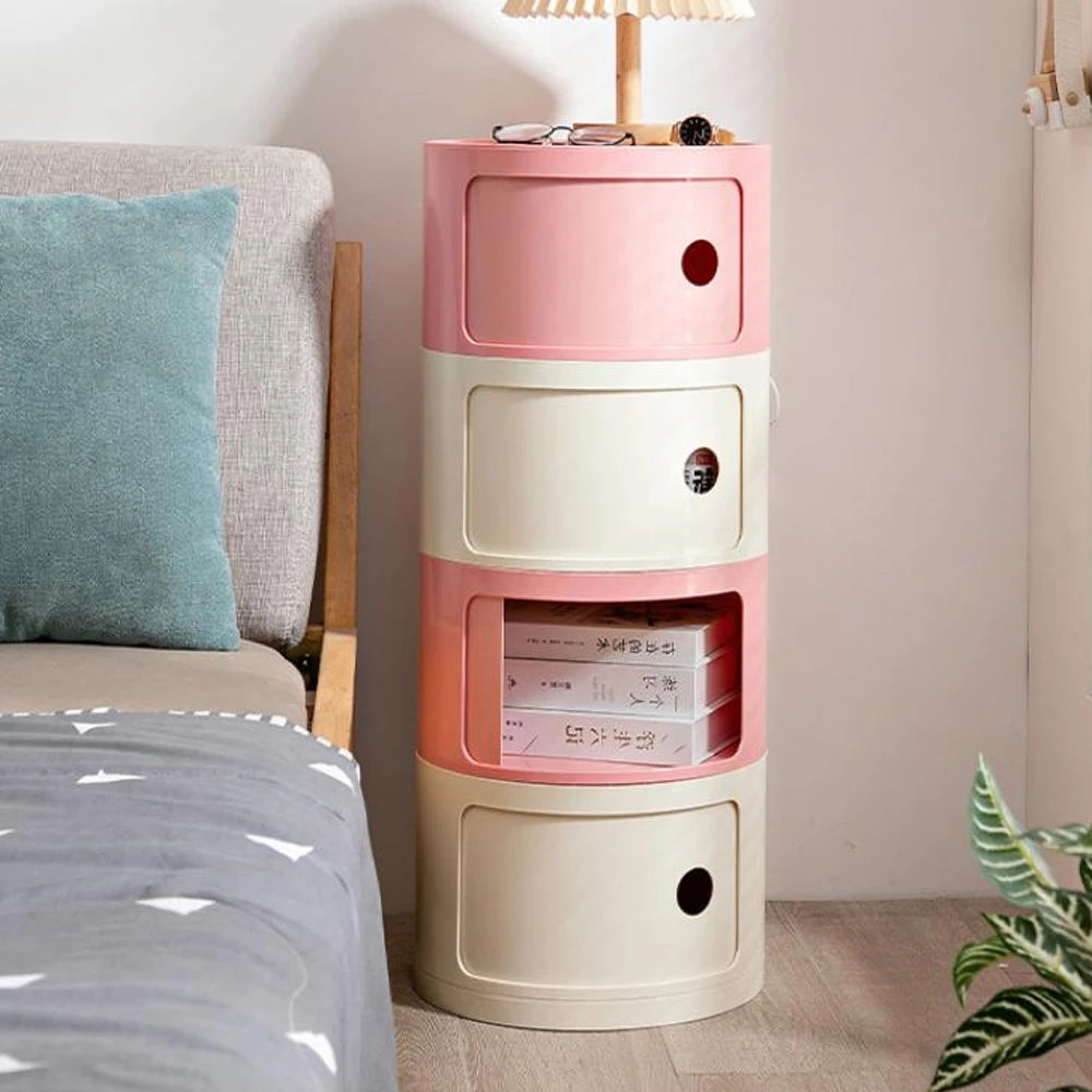 General Use Minimalist Round Bedside Table Nordic Plastic Nightstand