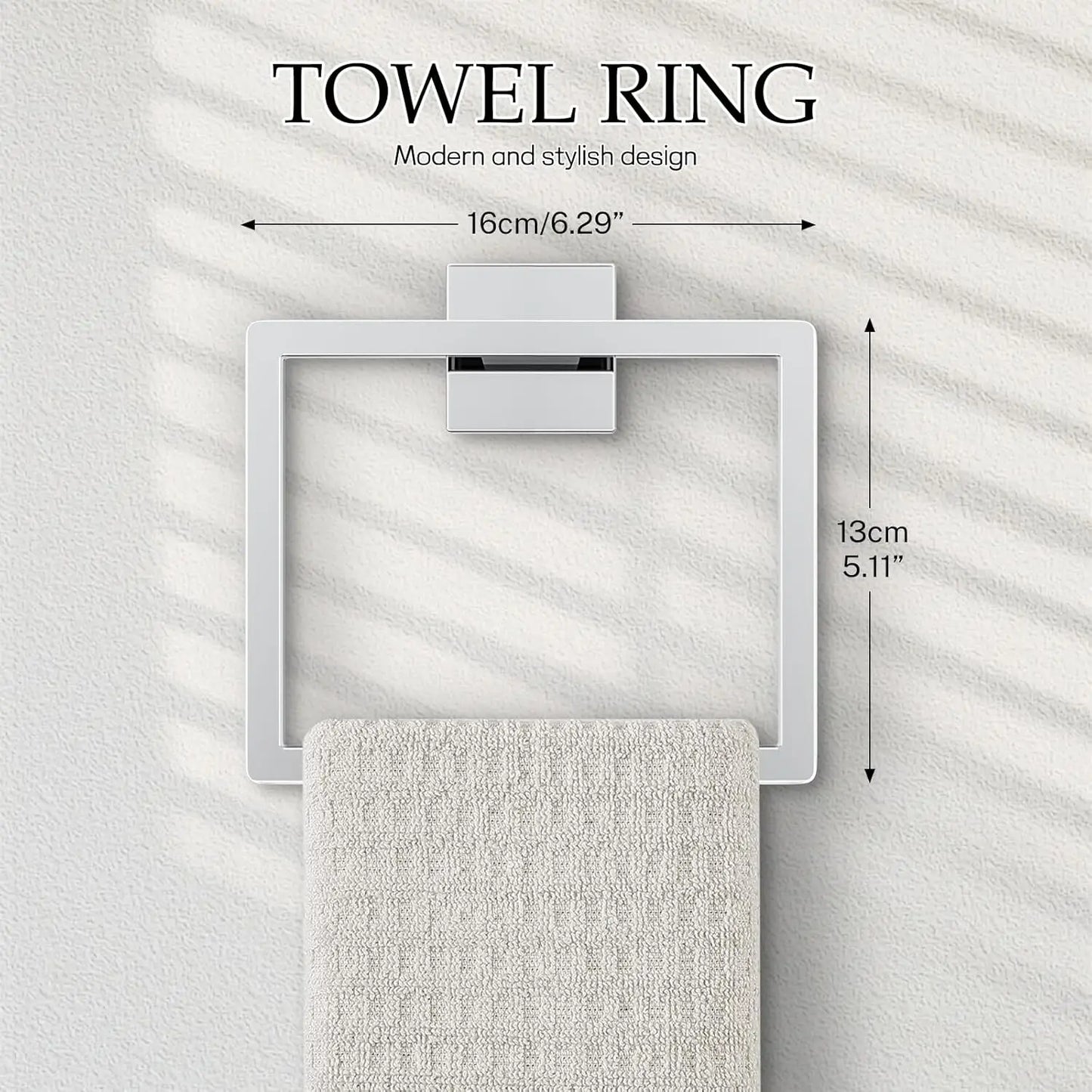 5-Piece Chrome Bathroom Hardware Set with Towel Bar, Ring, Paper Holder & Hooks - Stainless Steel & Rust-Resistant