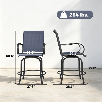 Outsunny Outdoor Bar Stools Set of 2 W/ Armrests, Bar Height Chairs, Blue