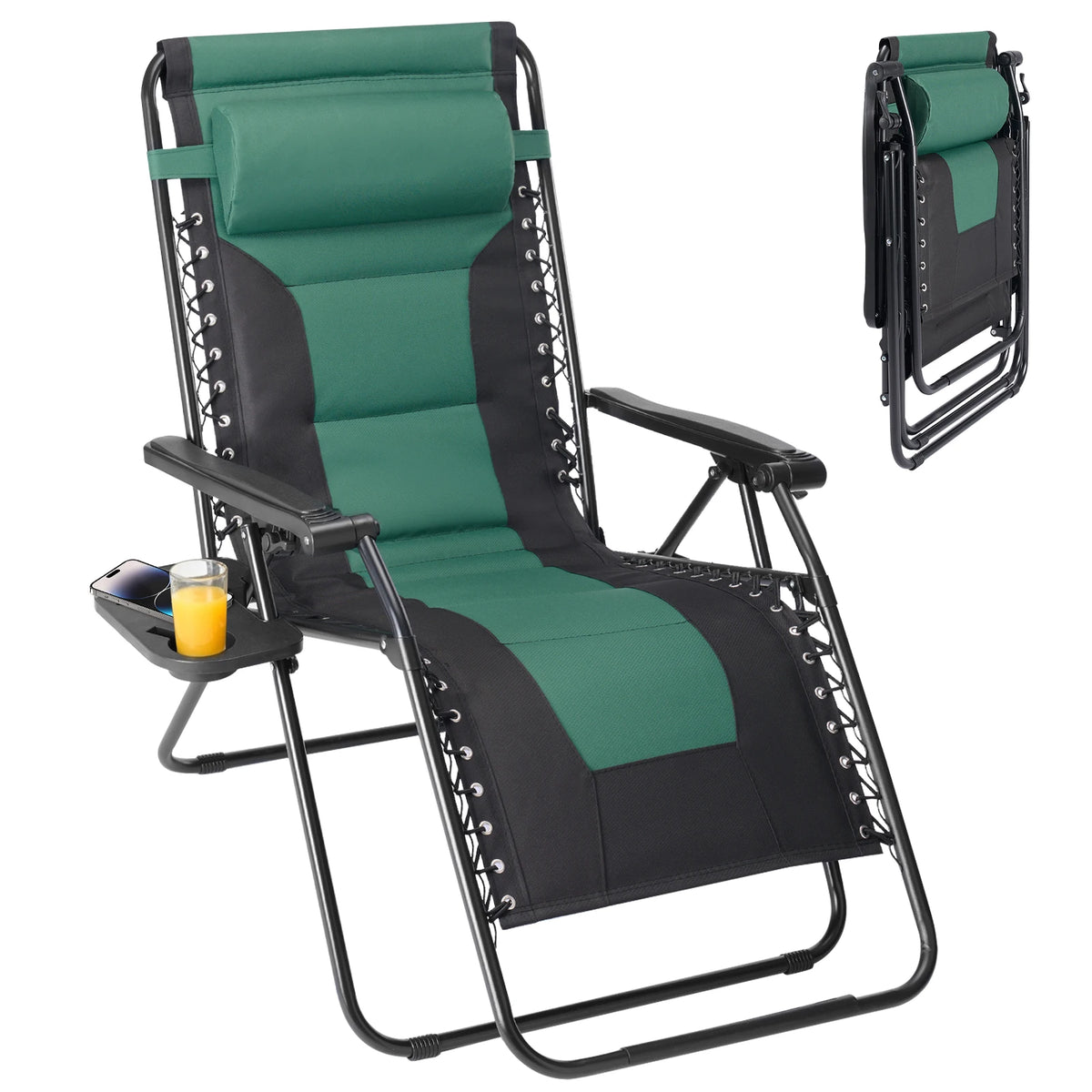 JHK Padded Zero Gravity Reclining Lounge Chair With Cup Holder