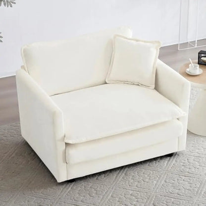 Modern Chenille Armchair With Deep Seat And High Backrest