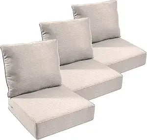 Set of 3 Outdoor Patio Chair Cushions, Waterproof 24x24 Inch, 6-Inch Thickened Seat Cushions for Outdoor Furniture