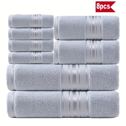 8 Piece Luxury Towel Set – Majestic Plush, Super Absorbent &amp; Quicker-to-Dry, Thick 100% Ring Spun Cotton Towels for Bathroom, Spa &amp; Hotel – 2 Bath, 2 Hand, 4 Washcloths