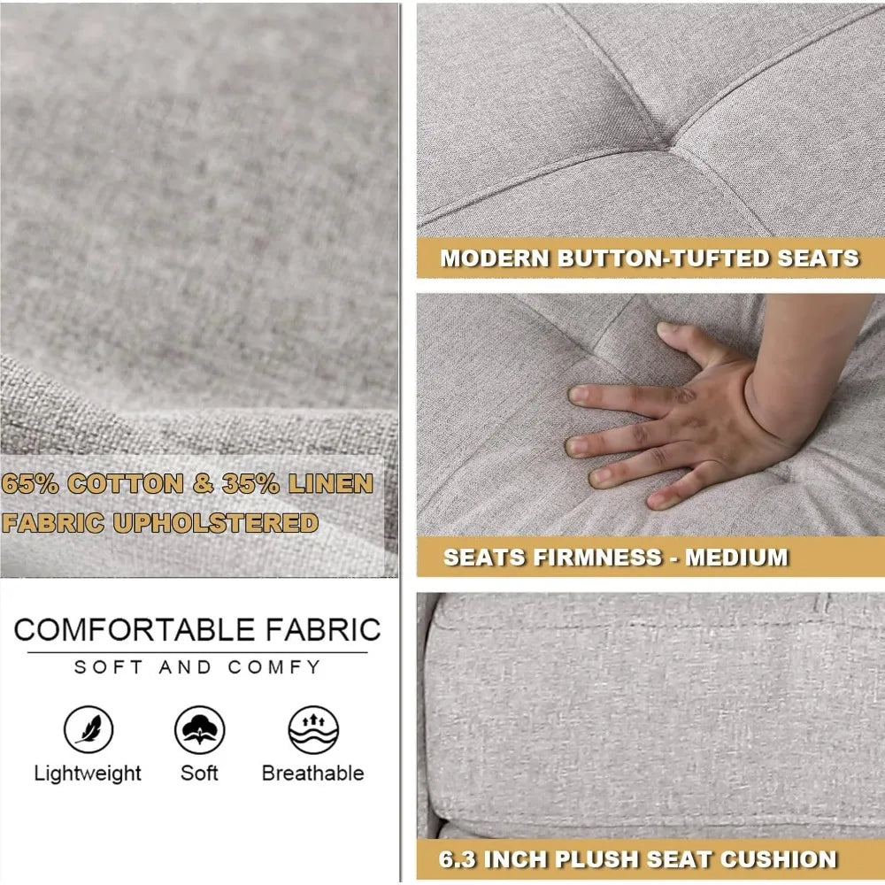 Love Seat Sofa with Ottoman and Storage Console, 2 Seater Couch for Bedroom, Small Modular Sectional Couch Home Theat