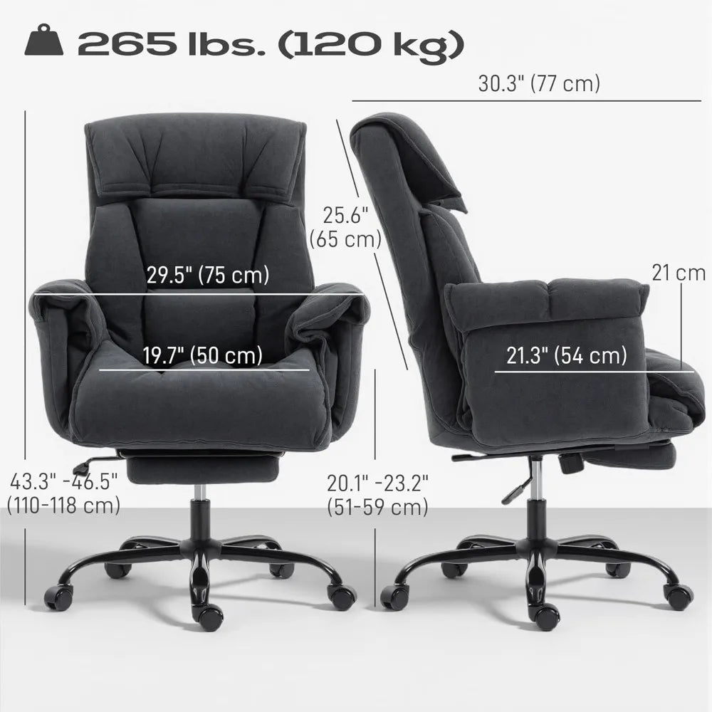 Executive Office Chair Comfy with Foot Rest, Reclining Swivel Computer Desk Chair with High Back, Thick Cushion,, Customized