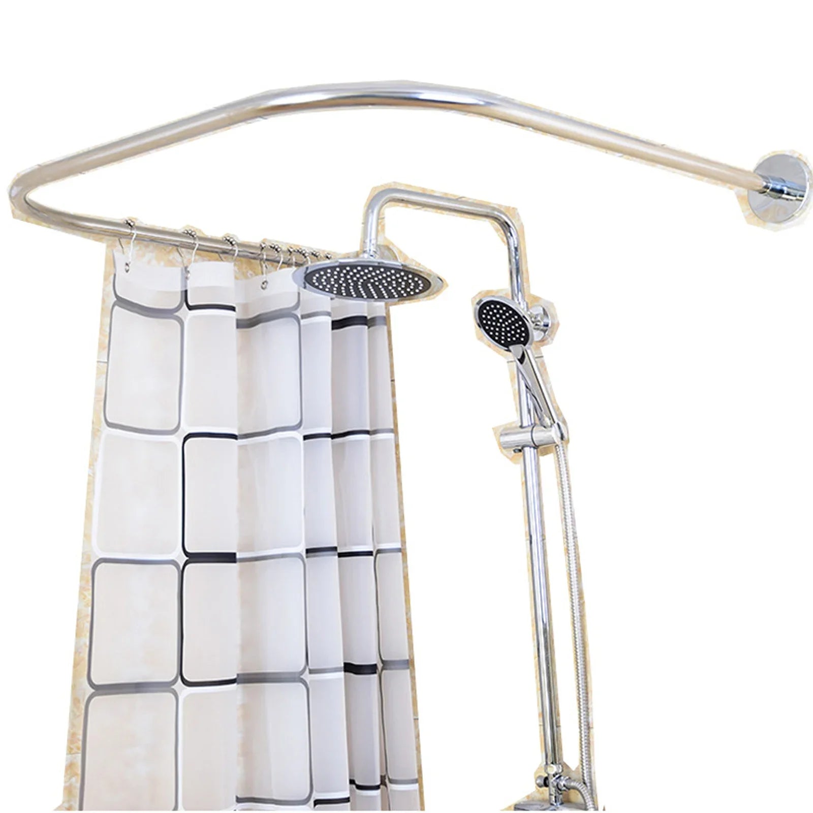 Stainless Steel U-Shaped Shower Curtain Rod for Small Bathrooms