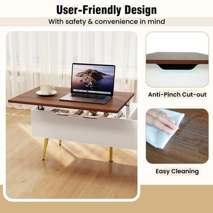 HOMASIS Lift Top Coffee Table With Split Top Hidden Storage
