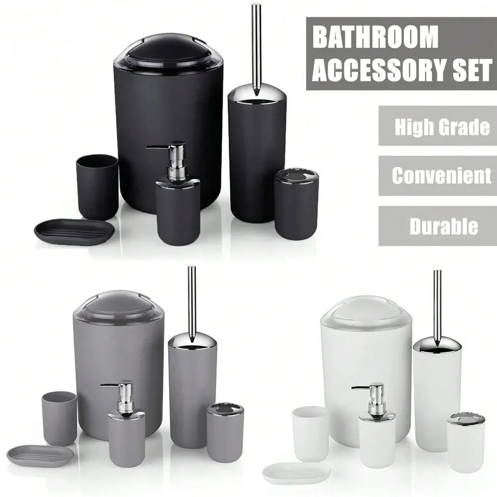 Set Bathroom Supplies Luxury Toilet Brush Lotion Bottle Modern Storage Plastic Toothbrush Holder Home Decor Soap Rach Trash Can