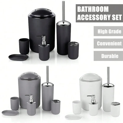 Set Bathroom Supplies Luxury Toilet Brush Lotion Bottle Modern Storage Plastic Toothbrush Holder Home Decor Soap Rach Trash Can