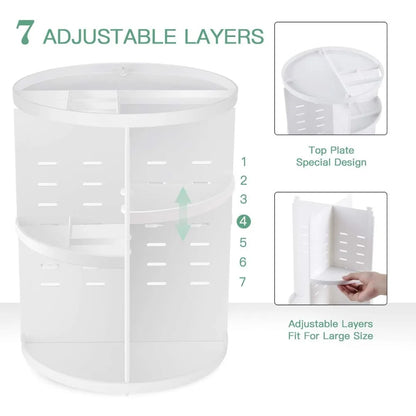 360° Rotating Makeup Organizer With 7 Trays Cosmetic Storage