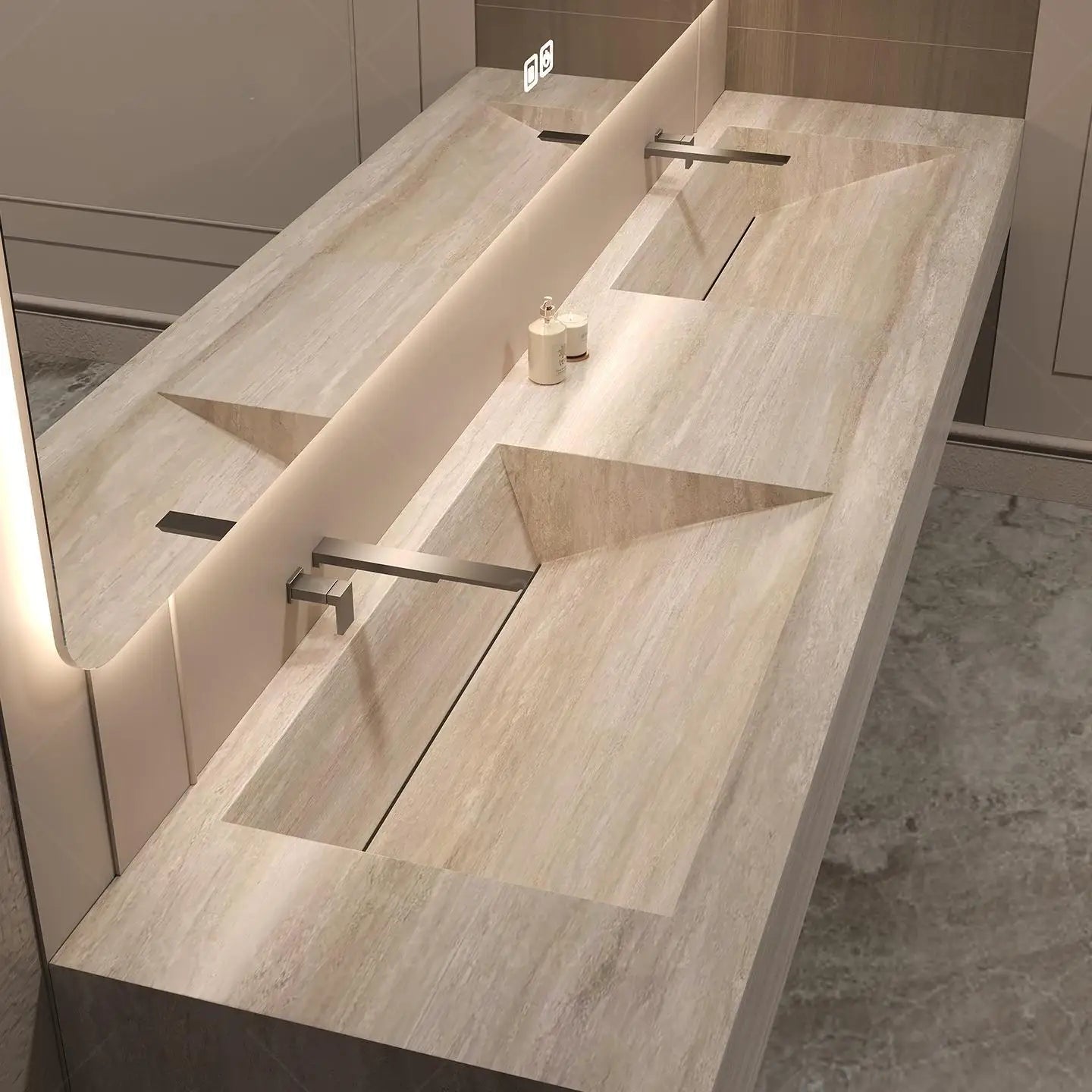 OMGD Stone Bathroom Vanity Set With Integrated Sink Customizable