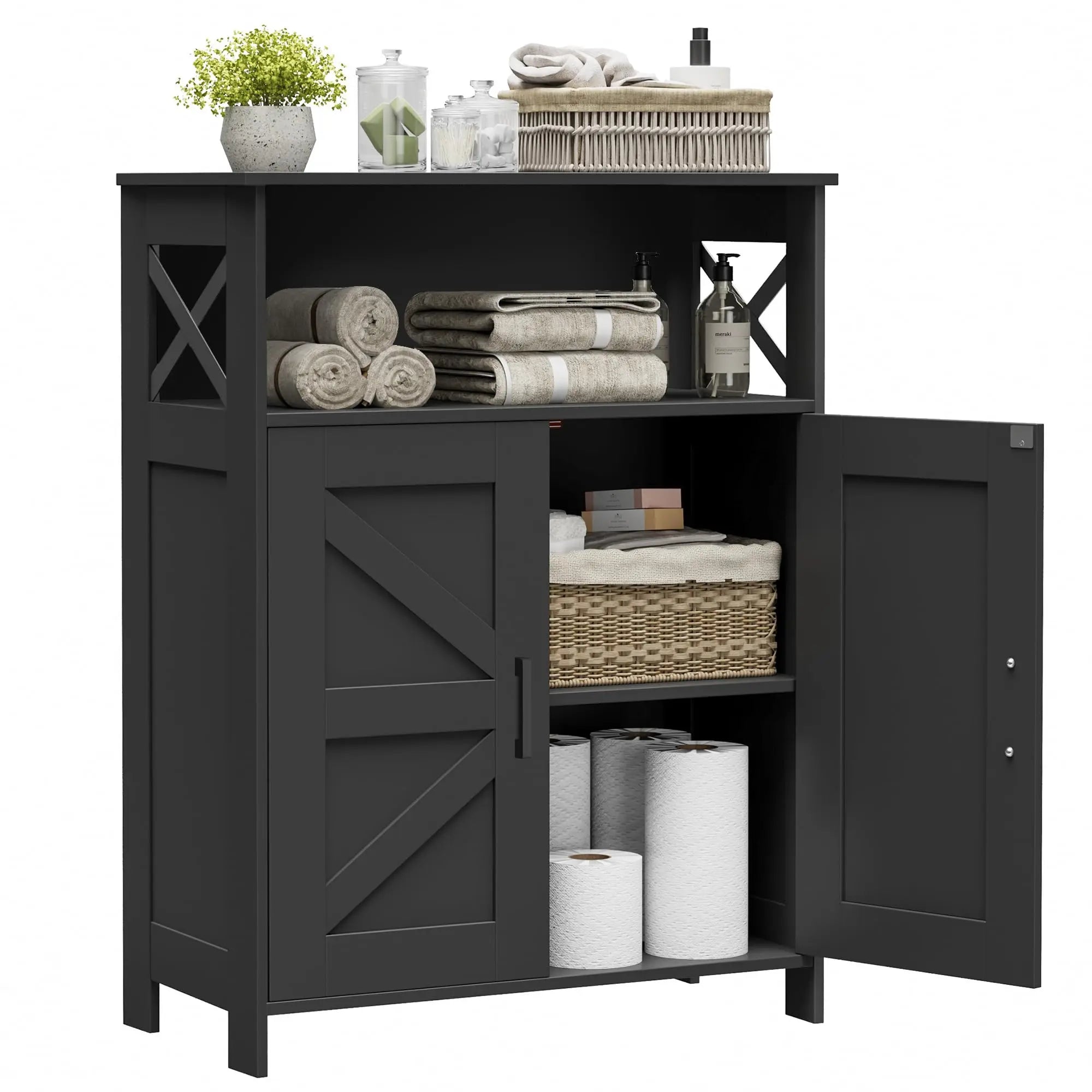Bathroom Storage Cabinet With 2 Doors, Toilet Paper Cabinet With Adjustable Shelves, Small Bathroom Cabinet Fo