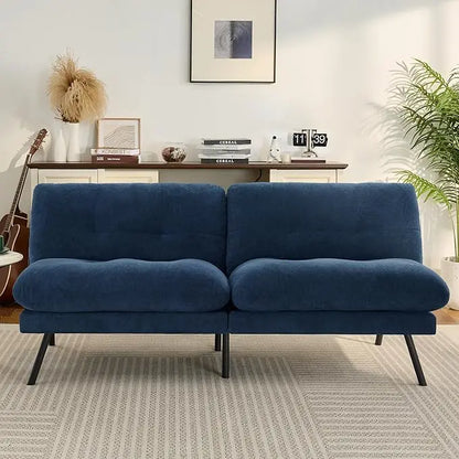 Faux Leather Futon Sofa Bed With Memory Foam Sleeper