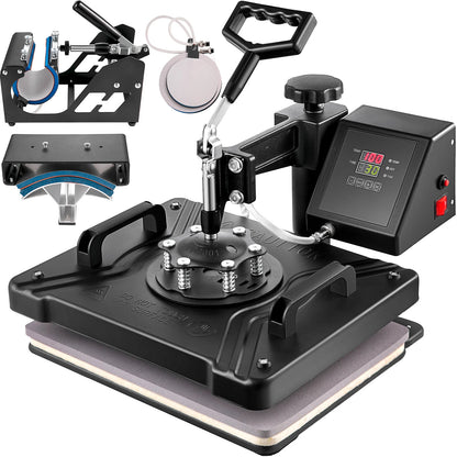 SucceBuy Combo Heat Press Machine 5/6/8 in 1 30*38CM 38*38CM Muntifunctional Sublimation Printer Transfer Mug Hat Plate T-Shirt
