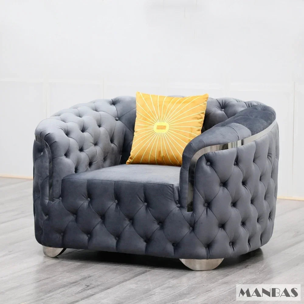 Linlamlim Classic Chesterfield Sectional Sofa with Cloth Buttons and Fabric Modular Couch for Living Room Seating Home Furniture
