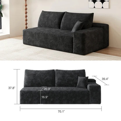 Cloud-style sectional sofa, with corduroy cover, fluffy memory foam cushions, easily assembled, modular recliner, large sofa set
