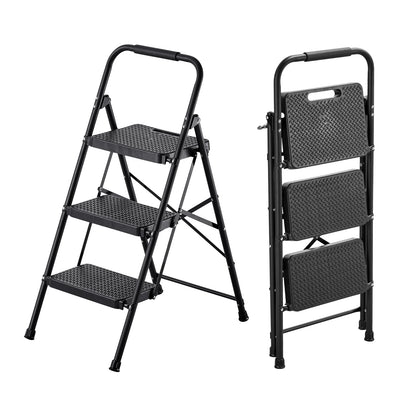 SucceBuy 2/3/4/5 Step Ladder Folding Step Stool with Wide Anti-Slip Pedal Tray Dual Side Handrails 600 home Household and Office