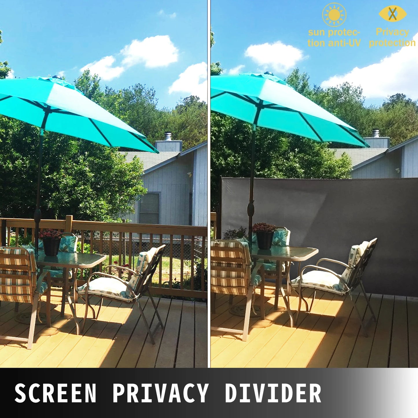SucceBuy Retractable Side Awning Outdoor Patio Screen Fence Privacy Divider Garden  Pool Patio Terrace Sun Shade Wind Screen