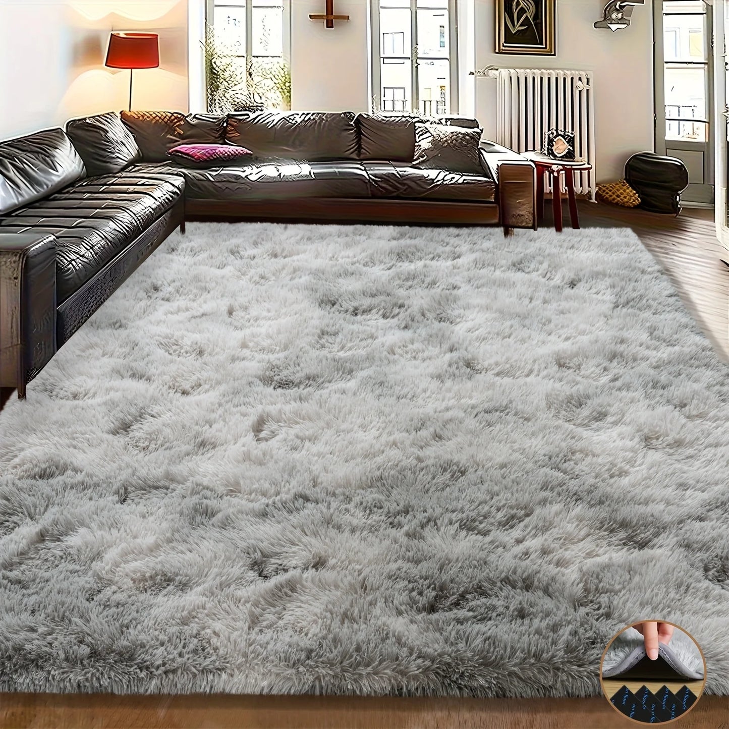 AUBUSSON Fluffy Tie Dyed Geometric Carpet For Living Room