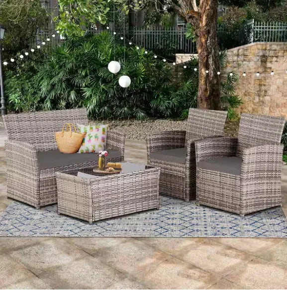 Patio Furniture Set with Cushions, Chairs,Sofa and Tea Table, make sure you are feeling fine on a nice summer day