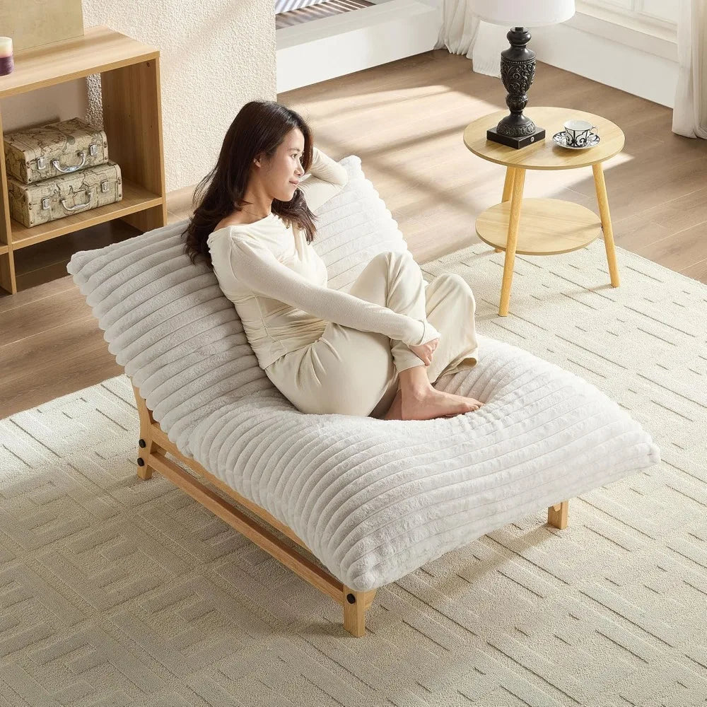 Mid Century Modern Accent Lounge Reading Chair Corduroy Armless Single Sofa Lazy Boy Chair for Apartment, Living Room Bedroom