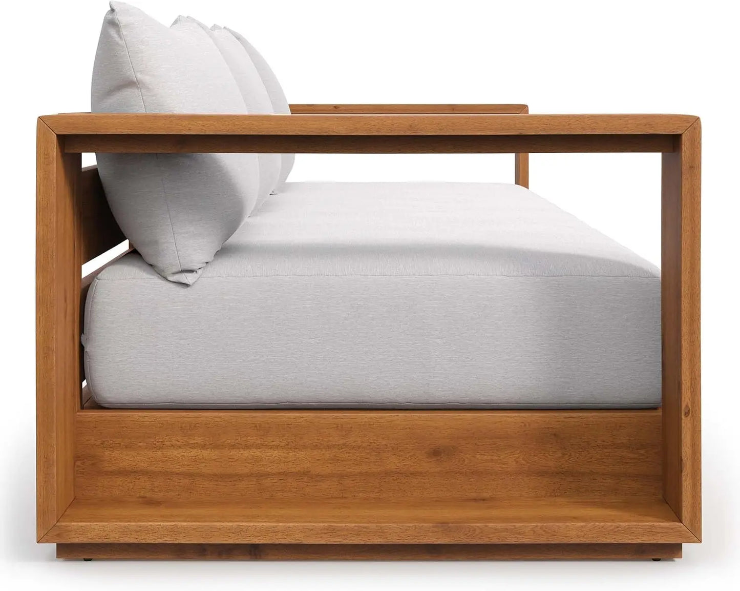 XMSJ Tahoe Acacia Wood Outdoor Patio Sofa Weather Resistant Cushions Porch Sunroom