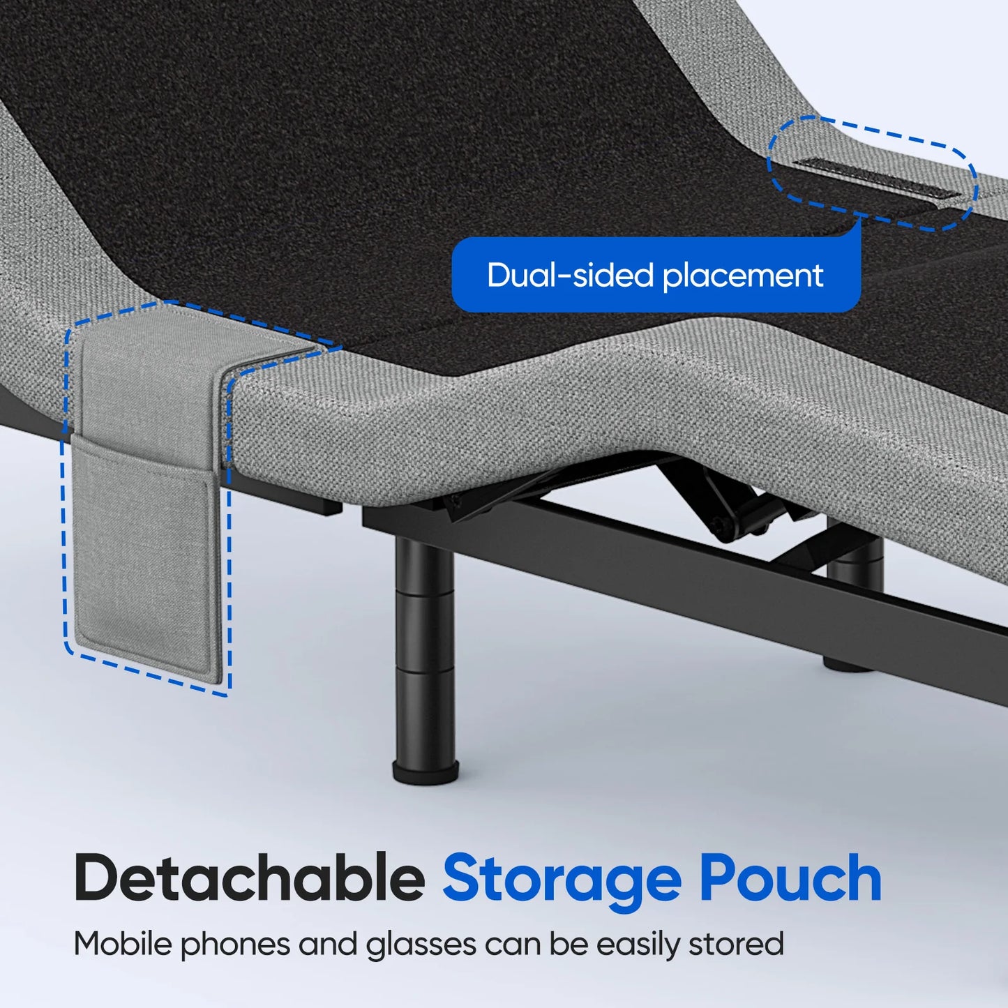 Furgle Twin Split King Size Adjustable Bed Base Frame with Massage Silent Double Motor with Wireless Remote Control Bedroom