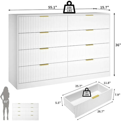 Chengwei Fluted Dresser With 8 Drawers Modern Finish